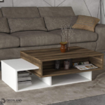 Table Basse – Moderne en Blanc Noyer