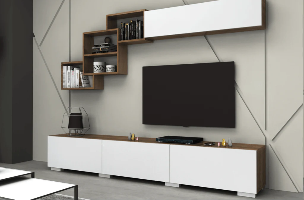 PACK FERMOZA - Meuble TV et Table Basse - Noyer et Blanc - Salon et séjour – Image 2