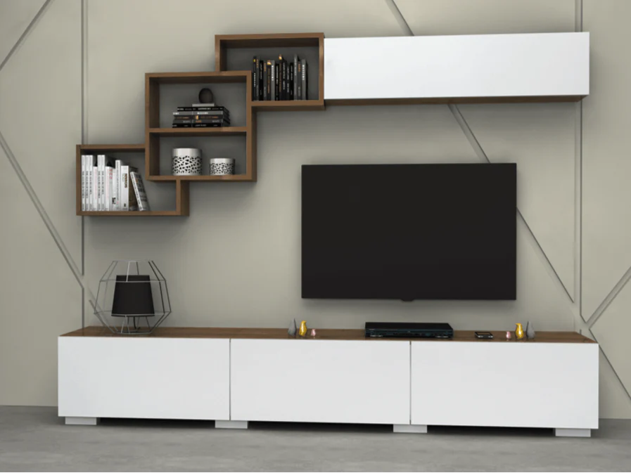 PACK FERMOZA - Meuble TV et Table Basse - Noyer et Blanc - Salon et séjour – Image 4