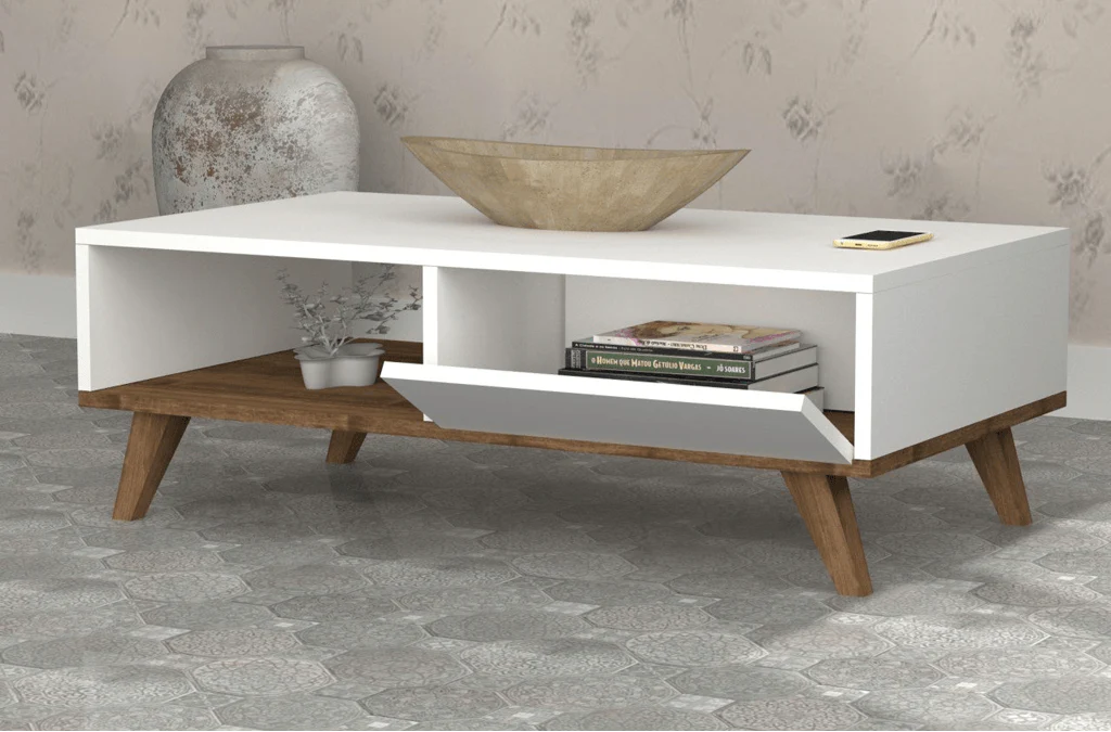 PACK FERMOZA - Meuble TV et Table Basse - Noyer et Blanc - Salon et séjour – Image 5