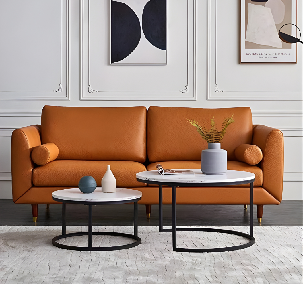 Tables basses gigognes ANGELA - Effet Marbre blanc et métal doré – Image 9