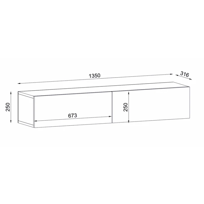 Meuble TV design mural suspendu AZERTY 135 cm - Noyer foncé – Image 6