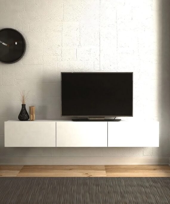 Meuble TV design suspendu FORSA 180 cm Blanc - Séjour et Salon