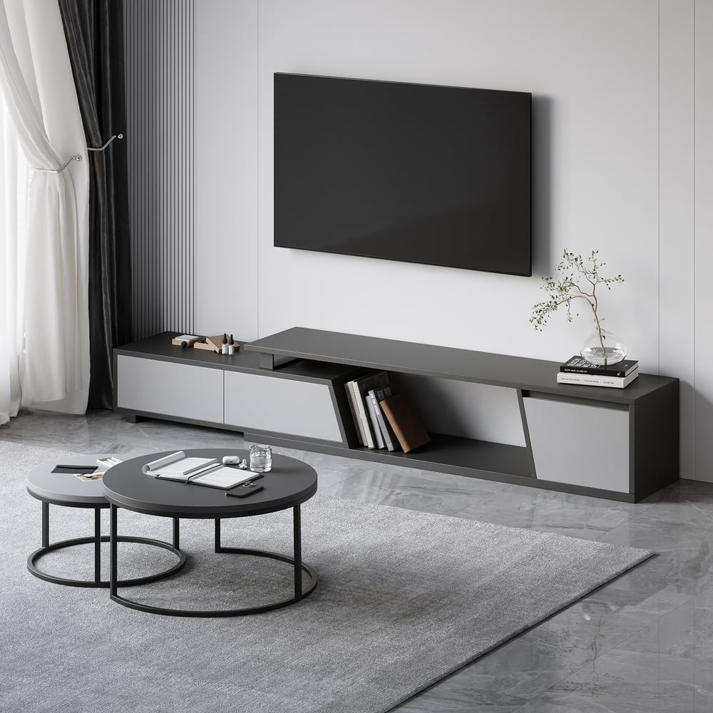 PACK DUBLIN GRIS - Meuble TV & Table Basse