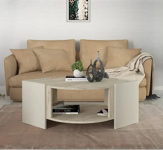 Table Basse SEVILLE - Effet Marbre Travertin