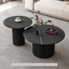 Deux tables basses Oleva -Blanc - Noir effet marbre - NOIR