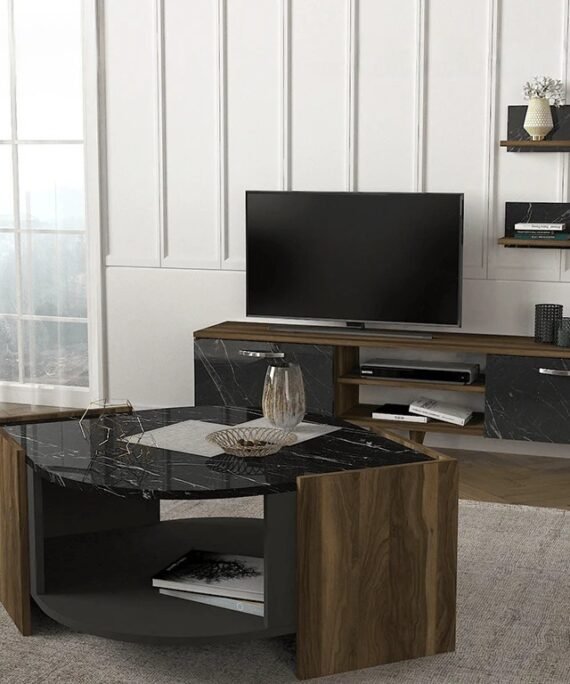 PACK SWEETDERAM - Meuble TV avec Table basse et 2 Étagères