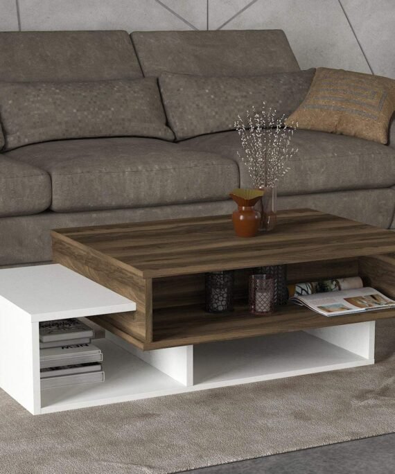 Table basse -TOKYO - Noyer et blanc 105cm