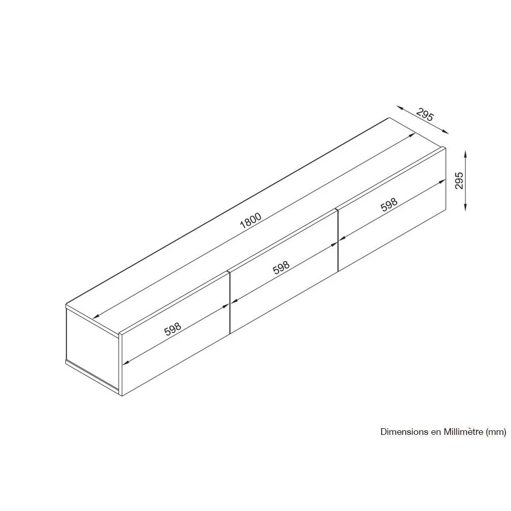 Meuble TV design suspendu CUPA 180 cm - Chêne et noir – Image 7