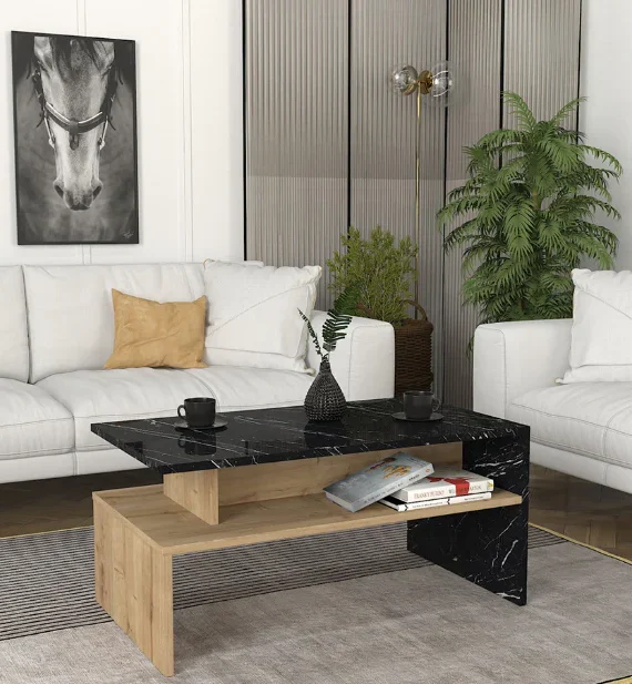 Table basse SIPNA -bois-effet marbre- 90cm