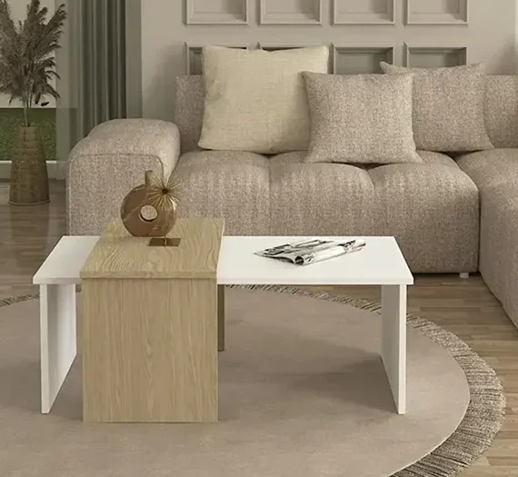 Table basse OZMOS - Chêne et Blanc