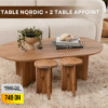 Pack Table Nordic + 2 table appoint - Noyer