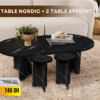 Pack Table Nordic + 2 table appoint - marbre noir