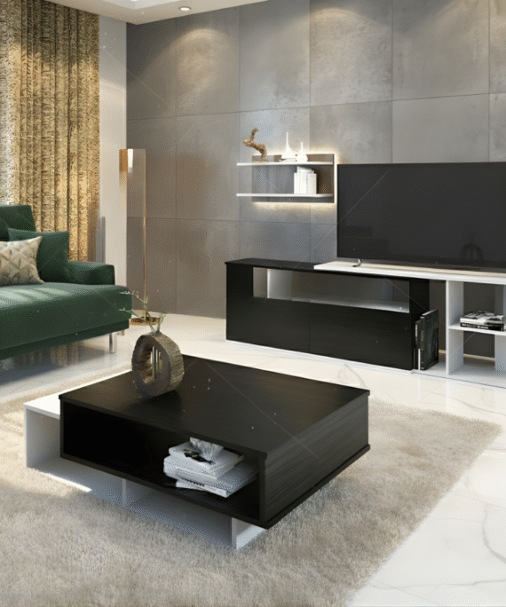 PACK MOVITA NOIR - Meuble TV avec Table basse-noir et blanc