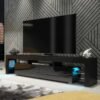 Meuble TV avec éclairage LED JOTIS 200cm - NOIRE 2