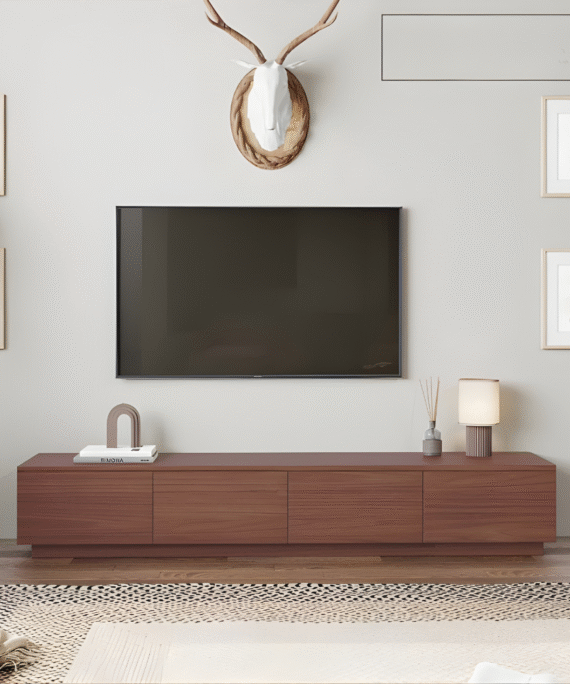 Meuble TV ANGELOS 160cm 4 portes – Marron –