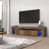 Meuble TV avec éclairage LED JOTIS 200cm - NOYER 1