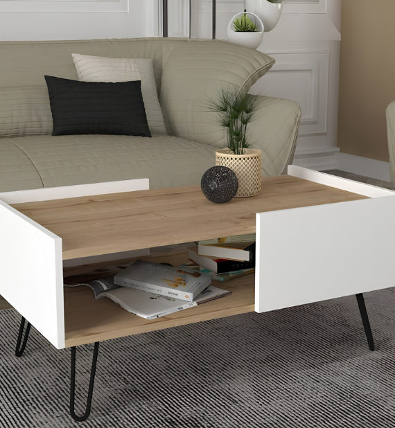Table basse AMARFY -chêne et blanc- 100cm